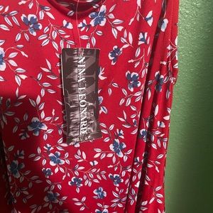 Red dress floral by Nina Leonard